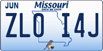 MO license plate ZL0I4J