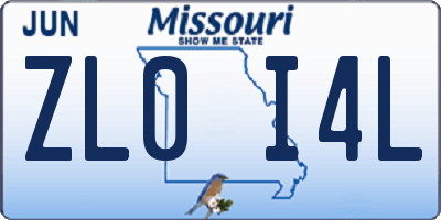 MO license plate ZL0I4L