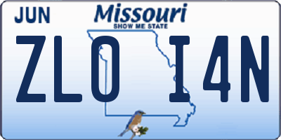 MO license plate ZL0I4N