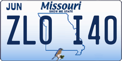 MO license plate ZL0I4O