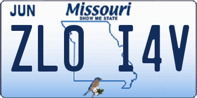 MO license plate ZL0I4V