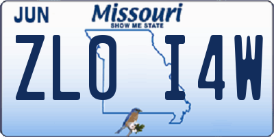 MO license plate ZL0I4W