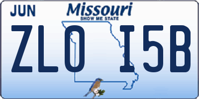 MO license plate ZL0I5B