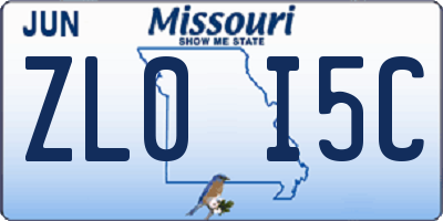 MO license plate ZL0I5C