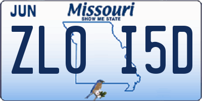 MO license plate ZL0I5D