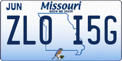 MO license plate ZL0I5G