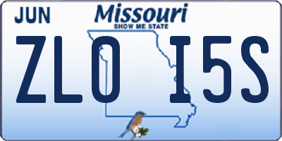 MO license plate ZL0I5S