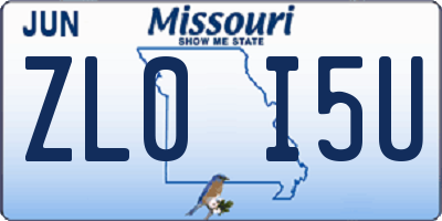 MO license plate ZL0I5U