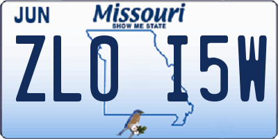 MO license plate ZL0I5W