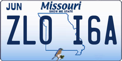 MO license plate ZL0I6A