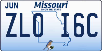 MO license plate ZL0I6C