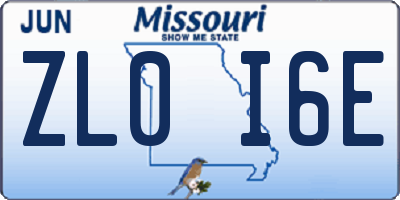 MO license plate ZL0I6E