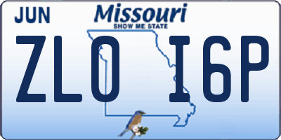MO license plate ZL0I6P