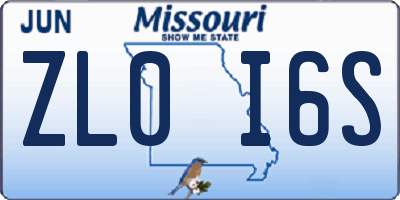 MO license plate ZL0I6S