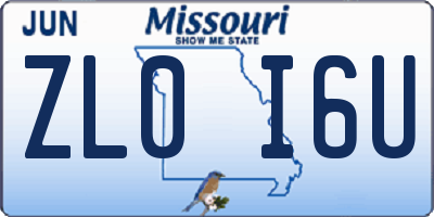MO license plate ZL0I6U