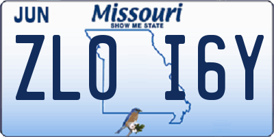 MO license plate ZL0I6Y