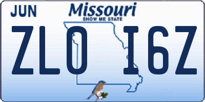 MO license plate ZL0I6Z
