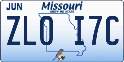 MO license plate ZL0I7C