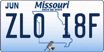 MO license plate ZL0I8F