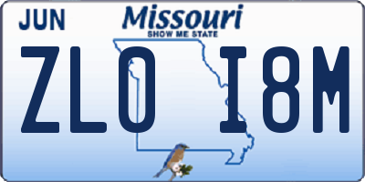 MO license plate ZL0I8M