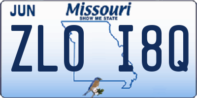 MO license plate ZL0I8Q
