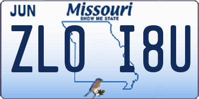 MO license plate ZL0I8U