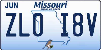 MO license plate ZL0I8V
