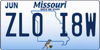 MO license plate ZL0I8W