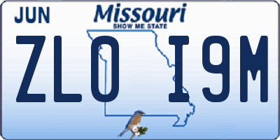 MO license plate ZL0I9M
