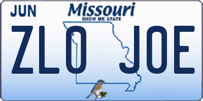 MO license plate ZL0J0E
