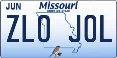 MO license plate ZL0J0L