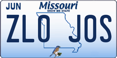 MO license plate ZL0J0S