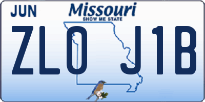 MO license plate ZL0J1B
