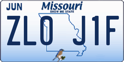 MO license plate ZL0J1F