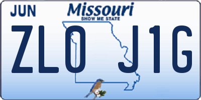 MO license plate ZL0J1G