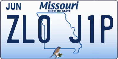 MO license plate ZL0J1P