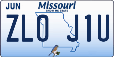 MO license plate ZL0J1U