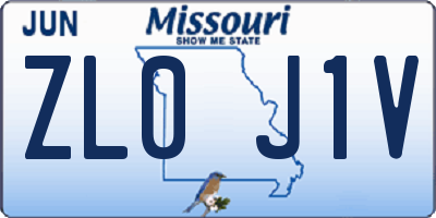 MO license plate ZL0J1V