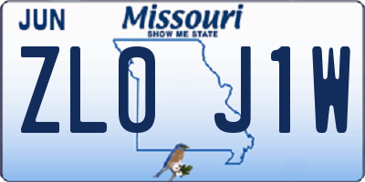 MO license plate ZL0J1W