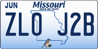 MO license plate ZL0J2B