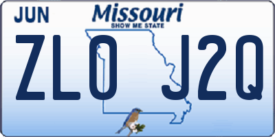 MO license plate ZL0J2Q
