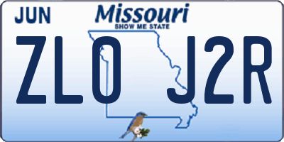 MO license plate ZL0J2R