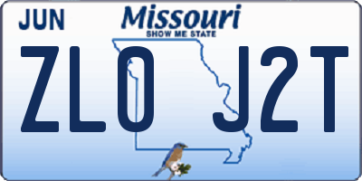 MO license plate ZL0J2T