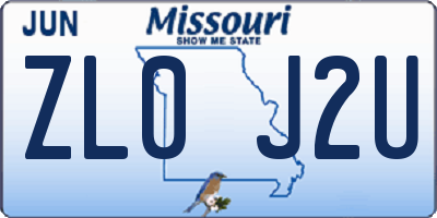 MO license plate ZL0J2U