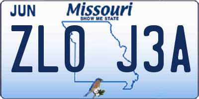 MO license plate ZL0J3A