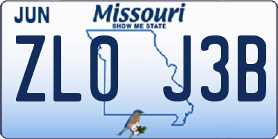 MO license plate ZL0J3B