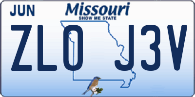 MO license plate ZL0J3V