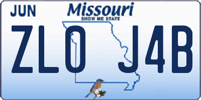 MO license plate ZL0J4B
