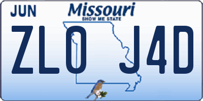 MO license plate ZL0J4D