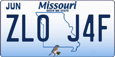 MO license plate ZL0J4F